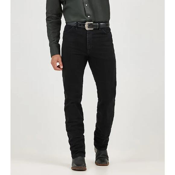 Wrangler Cowboy Cut black denim jeans 13mwzwk high rise tapered leg size 38x32 - Picture 1 of 6